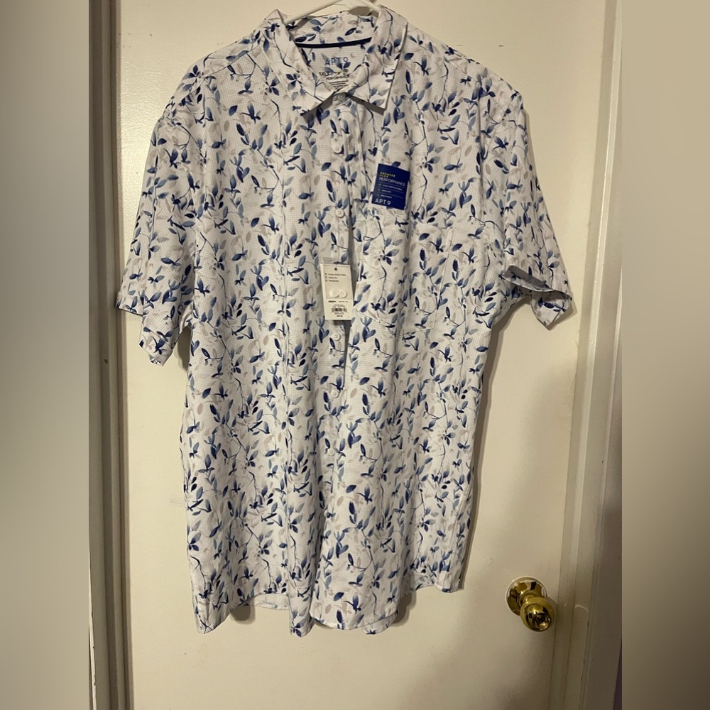 White and blue printed shirt